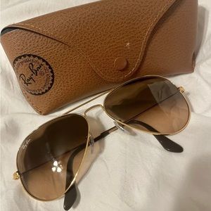 Ray-Ban Aviator Sunglasses - Gold Frame with Brown Gradient 55mm